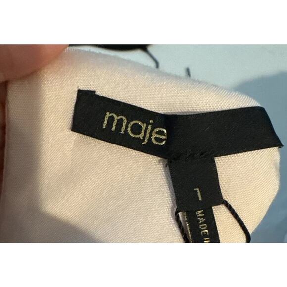 MAJE Lorena Top Women’s Size 1 Peach Pink Ruffle Button Front Blouse - Picture 4 of 6